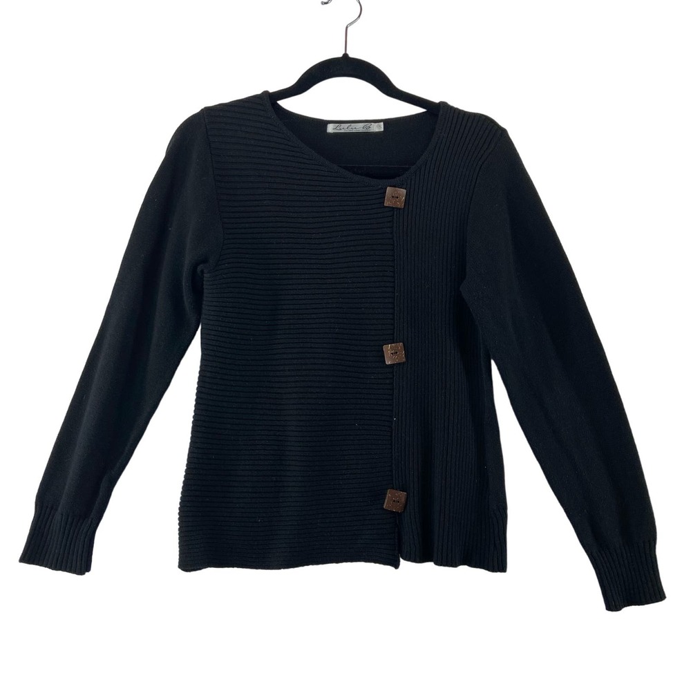 Lulu B‎ Black Crewneck Sweater Size Small Buttons